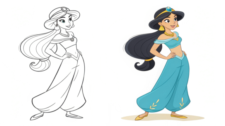 Disney Princess Jasmine Coloring Pages